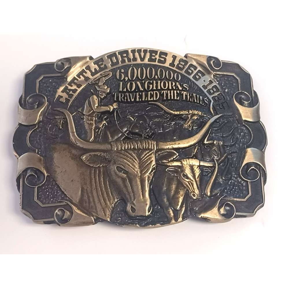 Vintage Award Design Medals Cattle Drives 1866-1885 Solid Brass Belt Buckle